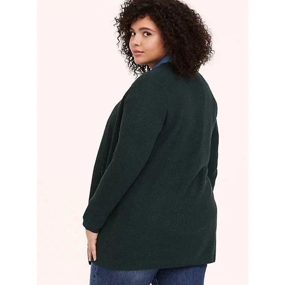 NWT Torrid Green Open Front Cardigan Sweater Top Pockets Plus Size: 5X (28) - Picture 2 of 4